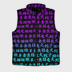 Мужской жилет НЕОНОВЫЕ ИЕРОГЛИФЫ, цвет: 3D-черный