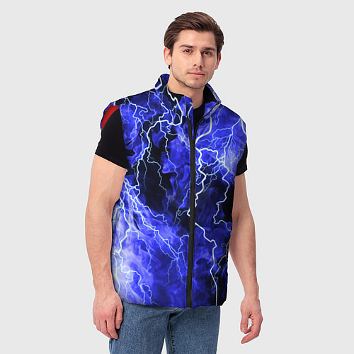 Мужской жилет МОЛНИЯ BLUE / 3D-Красный – фото 3