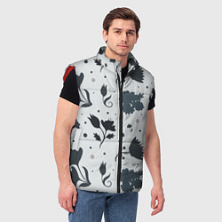 Мужской жилет Чёрно-белые цветы, цвет: 3D-красный — фото 2