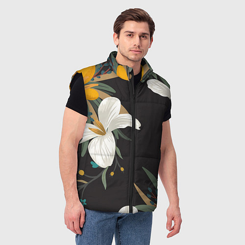 Мужской жилет Цветочный арт / 3D-Черный – фото 3