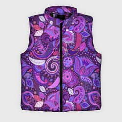 Мужской жилет Фиолетовый этнический дудлинг, цвет: 3D-черный