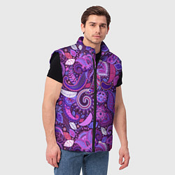 Мужской жилет Фиолетовый этнический дудлинг, цвет: 3D-черный — фото 2