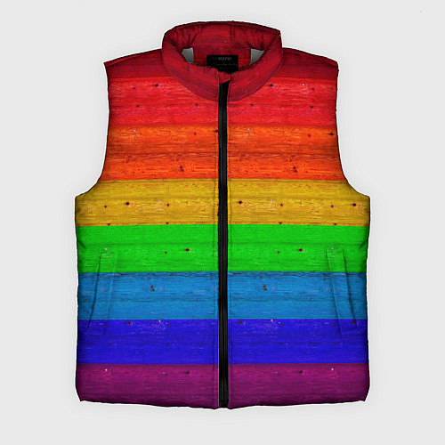 Мужской жилет Разноцветные доски радужный / 3D-Светло-серый – фото 1