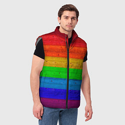 Мужской жилет Разноцветные доски радужный, цвет: 3D-светло-серый — фото 2