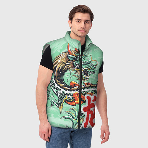 Мужской жилет Изумрудный дракон / 3D-Светло-серый – фото 3