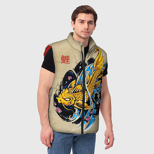 Мужской жилет Золотая рыба кои / 3D-Красный – фото 3