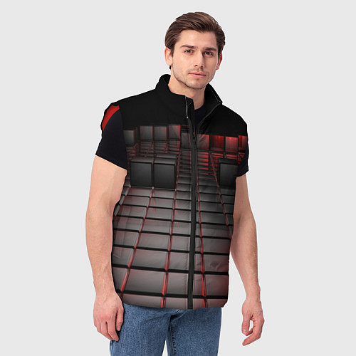 Мужской жилет КАРБОНОВЫЕ ПЛИТЫ / 3D-Красный – фото 3