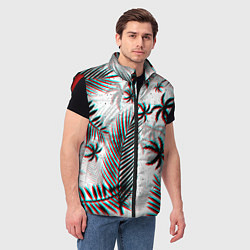 Мужской жилет ПАЛЬМЫ TROPICAL GLITCH, цвет: 3D-красный — фото 2