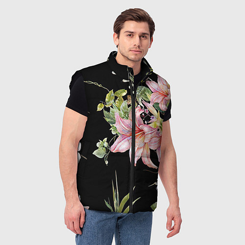 Мужской жилет Букет лилий / 3D-Черный – фото 3