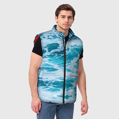 Мужской жилет Вода волны пена море / 3D-Красный – фото 3