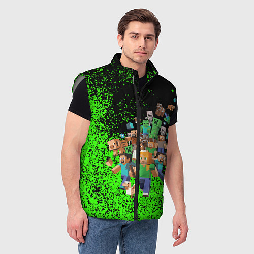Мужской жилет Minecraft / 3D-Светло-серый – фото 3