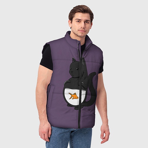 Мужской жилет Довольный кот / 3D-Черный – фото 3