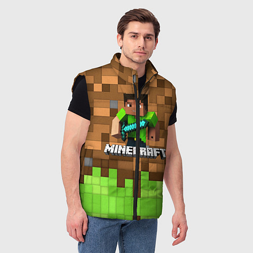 Мужской жилет Minecraft logo heroes / 3D-Черный – фото 3