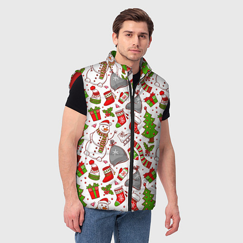 Мужской жилет Новогодний фон / 3D-Красный – фото 3