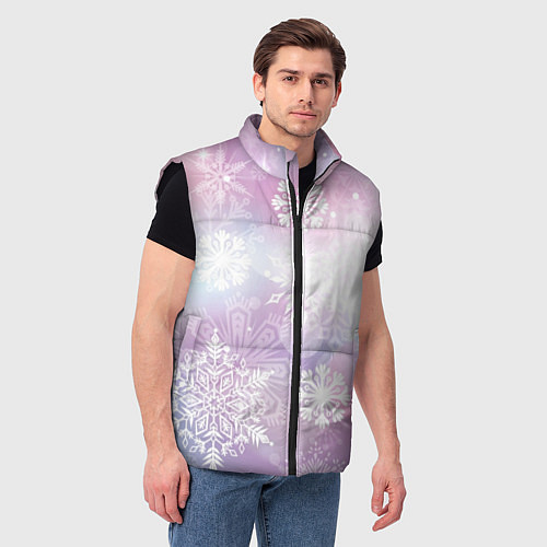 Мужской жилет Снежинки / 3D-Черный – фото 3