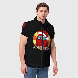 Мужской жилет Among Us - Новый год, цвет: 3D-красный — фото 2