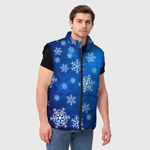 Мужской жилет Новый Год Снежинки / 3D-Черный – фото 3