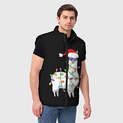 Мужской жилет Рождественская Лама, цвет: 3D-черный — фото 2