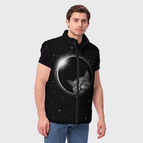 Мужской жилет Кот в Космосе / 3D-Черный – фото 3