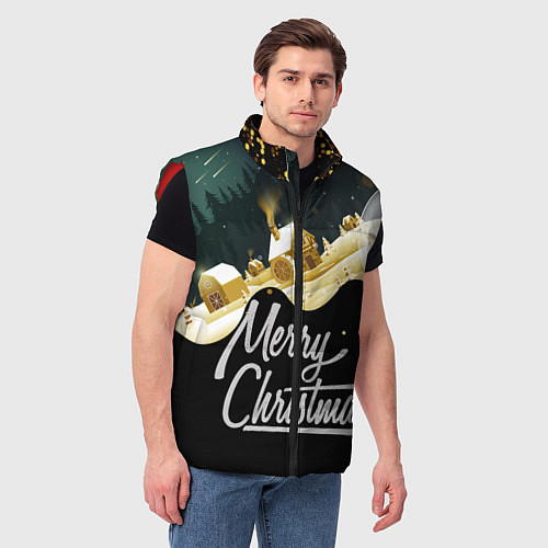 Мужской жилет Новогодняя деревня / 3D-Красный – фото 3
