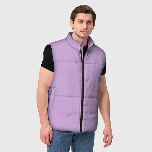 Мужской жилет Глициниевый цвет без рисунка / 3D-Черный – фото 3