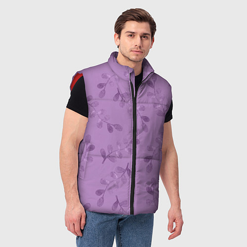 Мужской жилет Листья на фиолетовом фоне / 3D-Красный – фото 3