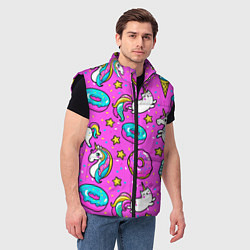 Мужской жилет Единороги с пончиками, цвет: 3D-черный — фото 2