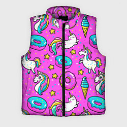 Мужской жилет Единороги с пончиками, цвет: 3D-светло-серый