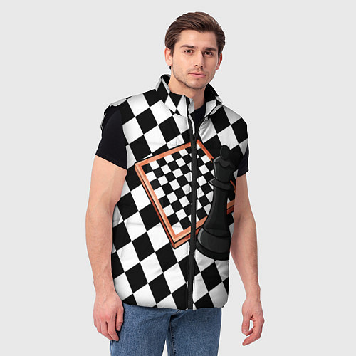 Мужской жилет Шахматы / 3D-Черный – фото 3