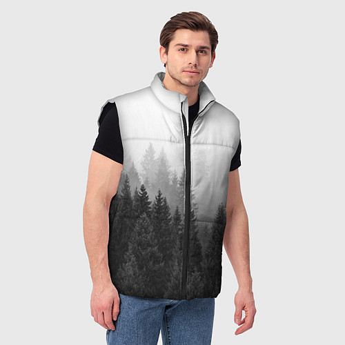 Мужской жилет Туманный лес / 3D-Черный – фото 3