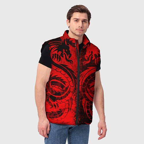 Мужской жилет BLACK RED DRAGONS TATOO / 3D-Черный – фото 3