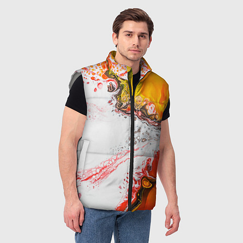 Мужской жилет Рисунок желтой краской / 3D-Светло-серый – фото 3