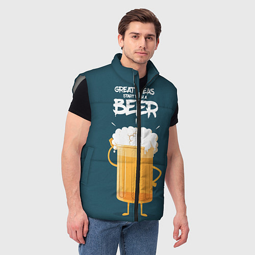 Мужской жилет Great Ideas start with a BEER / 3D-Светло-серый – фото 3