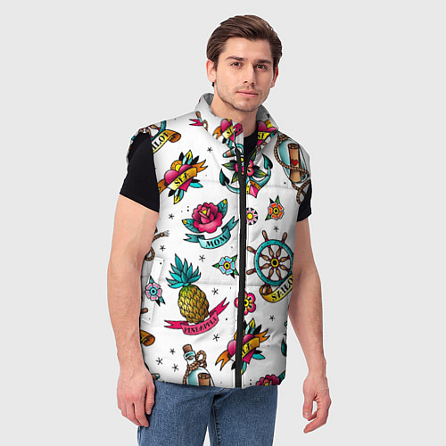 Мужской жилет Old school Sailor / 3D-Черный – фото 3