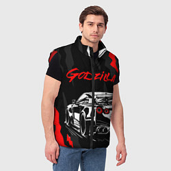 Мужской жилет NISSAN GT-R GODZILLA, цвет: 3D-красный — фото 2