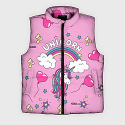 Мужской жилет Единорог Радужный, цвет: 3D-черный