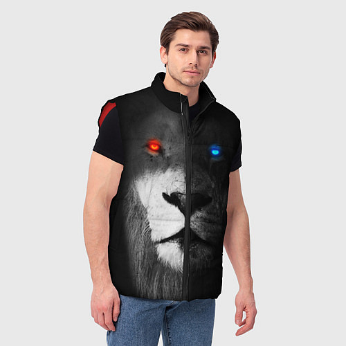 Мужской жилет ЛЕВ - НЕОНОВЫЕ ГЛАЗА / 3D-Красный – фото 3