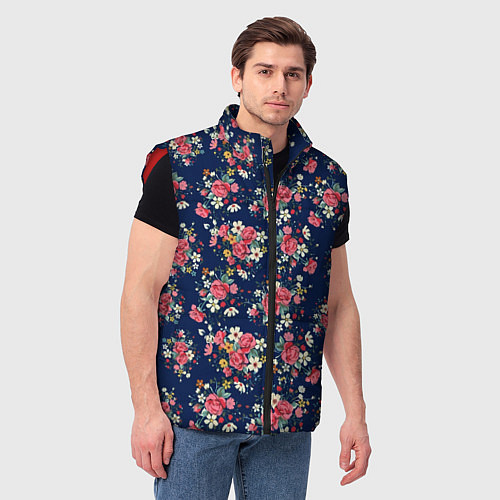 Мужской жилет Розы и Ромашки / 3D-Красный – фото 3
