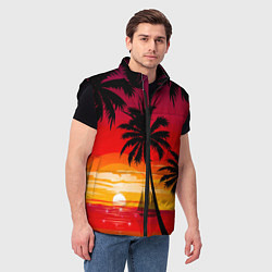 Мужской жилет Гавайский закат, цвет: 3D-черный — фото 2