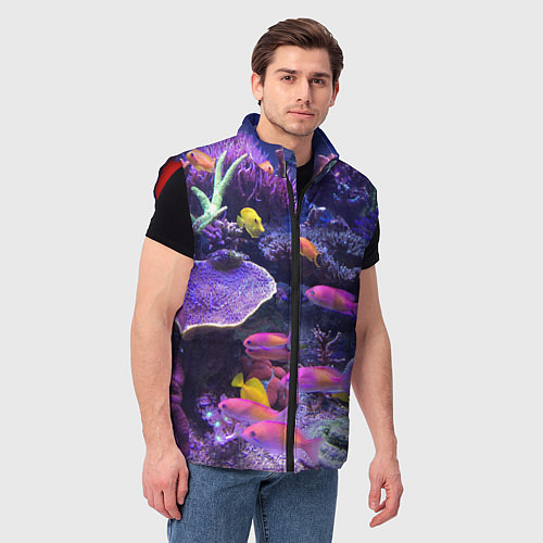 Мужской жилет Коралловые рыбки / 3D-Красный – фото 3