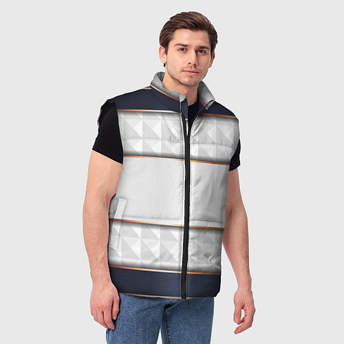 Мужской жилет White 3d lines / 3D-Черный – фото 3