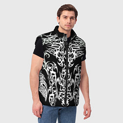 Мужской жилет ТАТУ ЧЕРНО БЕЛОЕ УЗОР, цвет: 3D-черный — фото 2