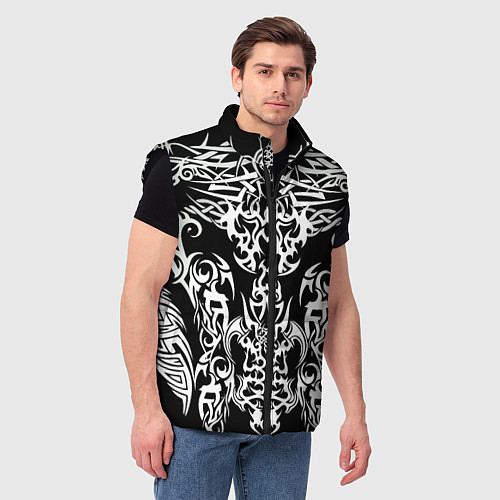 Мужской жилет ТАТУ ЧЕРНО БЕЛОЕ УЗОР / 3D-Черный – фото 3