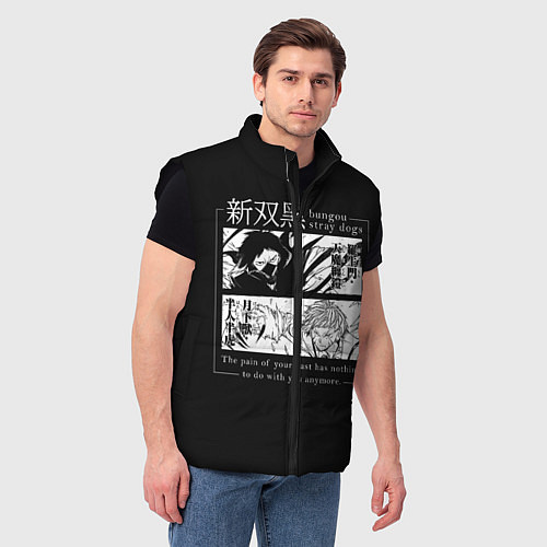 Мужской жилет Бродячие псы Ацуши и акутагава / 3D-Черный – фото 3