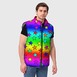 Мужской жилет Радужные звезды, цвет: 3D-светло-серый — фото 2