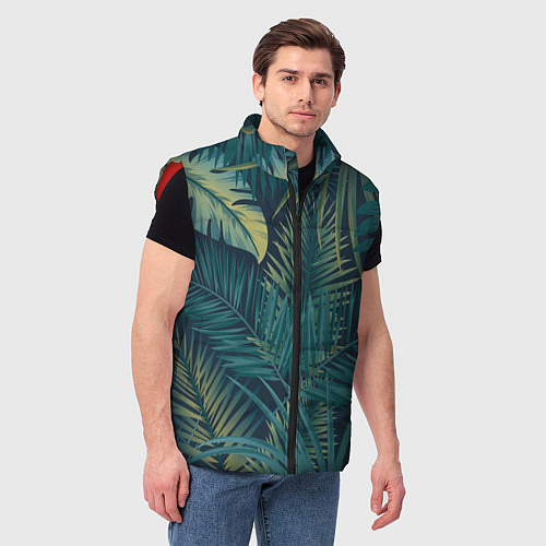 Мужской жилет Текстура папоротник / 3D-Красный – фото 3