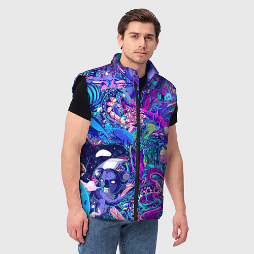 Мужской жилет Неоновые Звери / 3D-Черный – фото 3