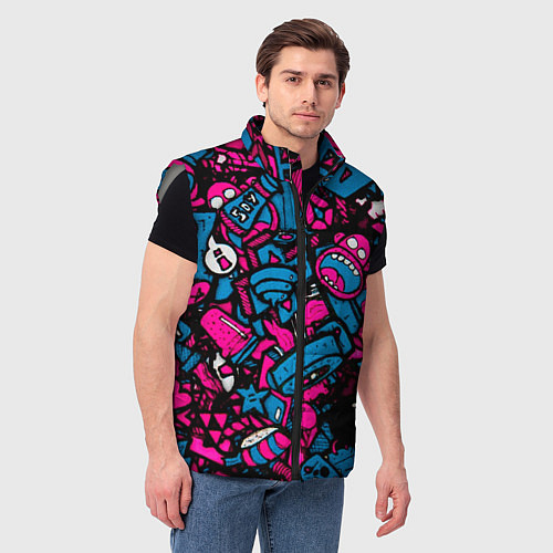 Мужской жилет Мультяшные кислотные картинки / 3D-Светло-серый – фото 3