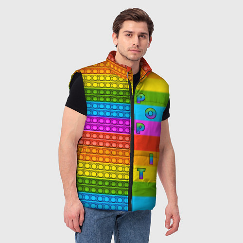 Мужской жилет POP it вертикальная надпись / 3D-Черный – фото 3