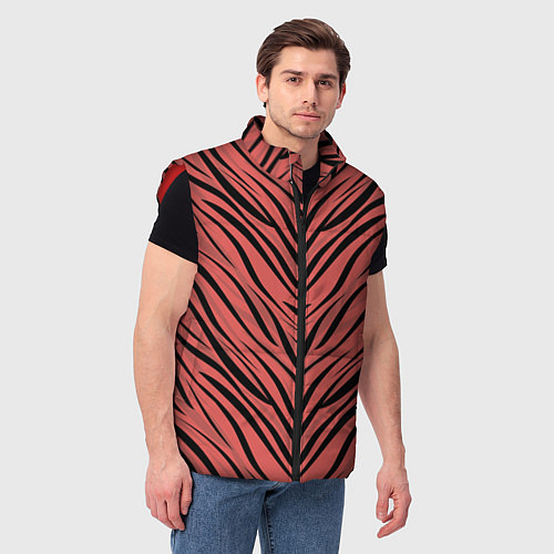 Мужской жилет Полосатый тигровый узор / 3D-Красный – фото 3